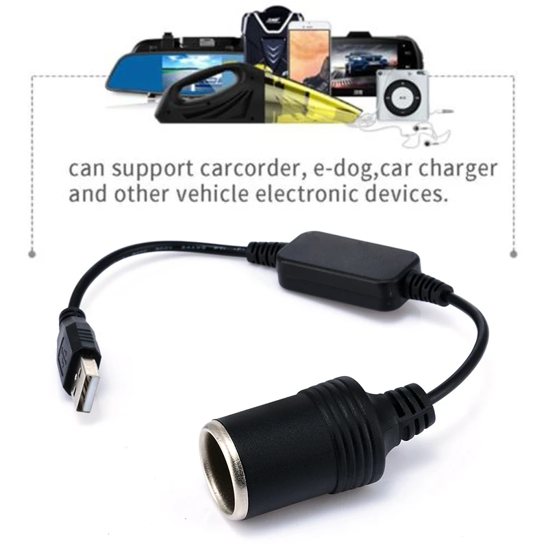 Mayitr 1pc 5V 2A USB To 12V 8W Cigarette Lighter Socket USB Male to Female Cigarette Lighter Adapter Converter FOR Car