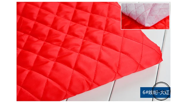 Polyester Quilted Padded Lining Red Fabric