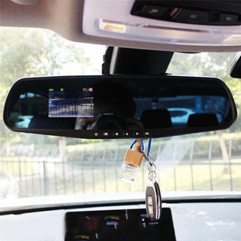 Cámara de visión nocturna DVR coche, espejo retrovisor Digital, grabadora vídeo, cámara salpicadero, lente Dual|Cámara DVR para coche| - AliExpress