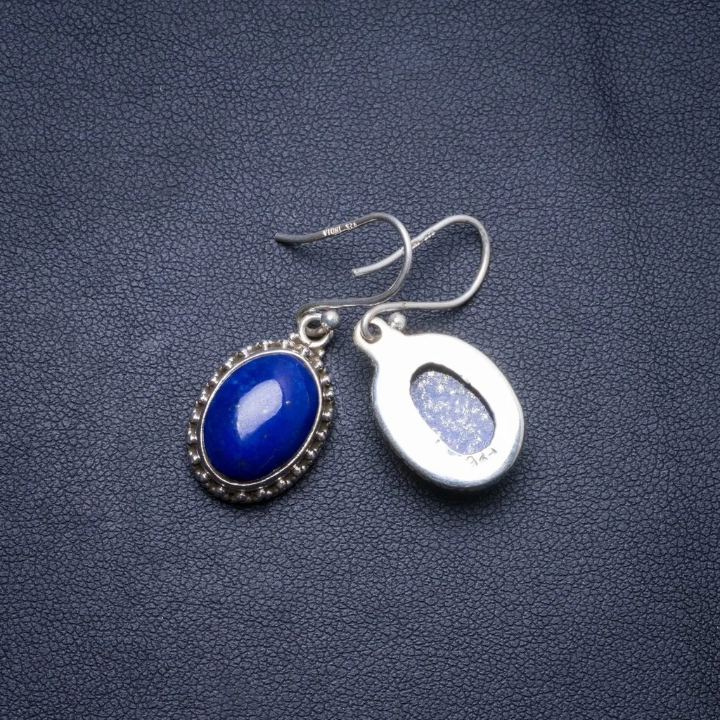

Natural Lapis Lazuli Handmade Unique 925 Sterling Silver Earrings 1.25" X4464