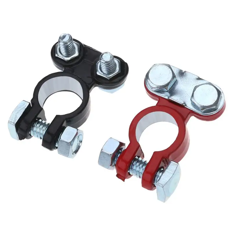 

2pcs Professional Car Battery Cable Terminal Zinc Alloy Auto Battery Terminal Ends (Red & White)