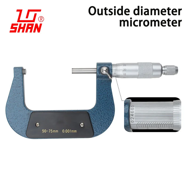 

Outside micrometer 50-75 mm high precision 0.001 spiral micrometer instrument caliper centimeter Outer diameter micrometers