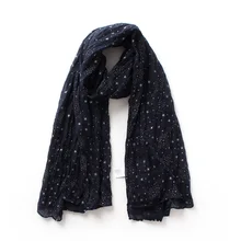 Тонкие хлопковые шарфы с принтом пятиконечной звезды из фольги для женщин на осень и зиму, длинный шарф, шаль, Женский хиджаб, шейный платок