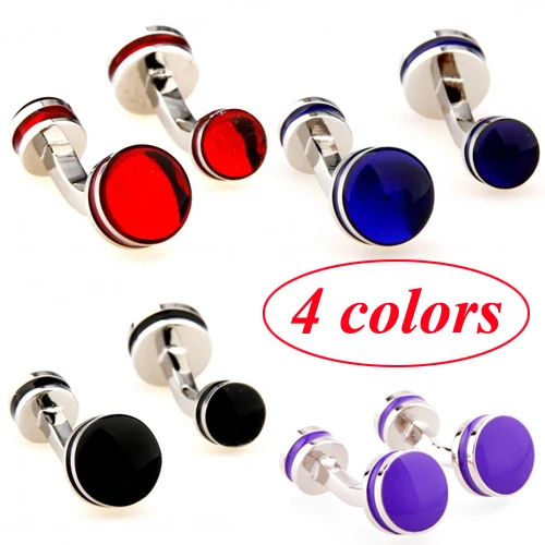 

4 Colors Double Round Enamel Cufflink Epoxy Cuff Link Free Shipping