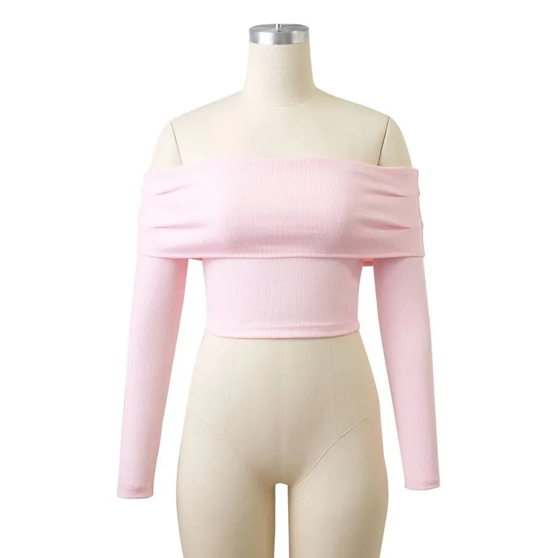 Women Slash Neck Off Shoulder Crop Top Long Sleeve Sexy JKP024 HTB1DhgUOFXXXXcLXXXXq6xXFXXX5 - Women Slash Neck Off Shoulder Crop Top Long Sleeve Sexy JKP024