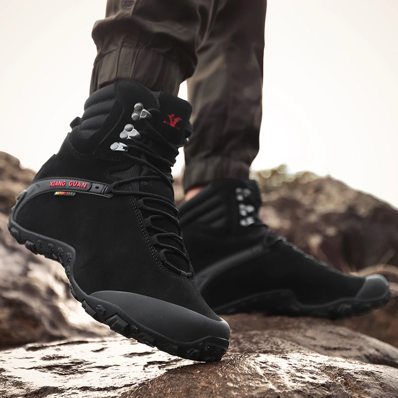 Ceny XIANG GUAN mężczyźni buty trekingowe skóra bydlęca kobiety buty trekkingowe czarna wodoodporna sport wspinaczka Outdoor polowanie buty do chodzenia 8