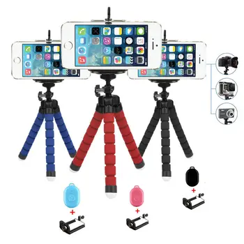 

Mini Flexible Octopus Sponge Tripod with Bluetooth Remote Phone Mount Holder for iPhone Xiaomi Huawei For GoPro Camera Accessory