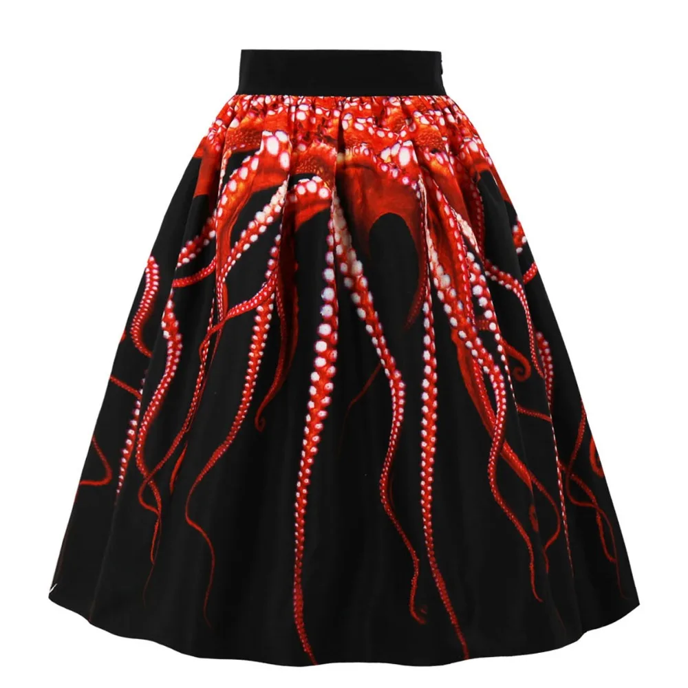

Summer Punk Skirts Womens High Waist Skirt 2018 Pocket Vintage Casual Big Swing Women Pleated Midi Gothic Skirt Plus Size 4XL
