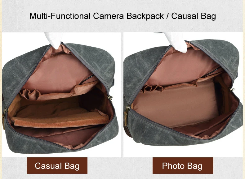 Фотография большой емкости водонепроницаемый батик Холст Кожа видео DSLR Backack камера Путешествия Повседневная мужская сумка для ноутбука