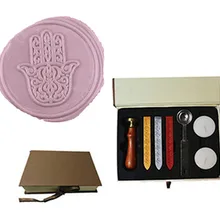 Винтаж рука Будды индивидуальный логотип свадебные приглашения Воск уплотнительное штамп Щупы для мангала плавления ложка подарочная коробка комплект