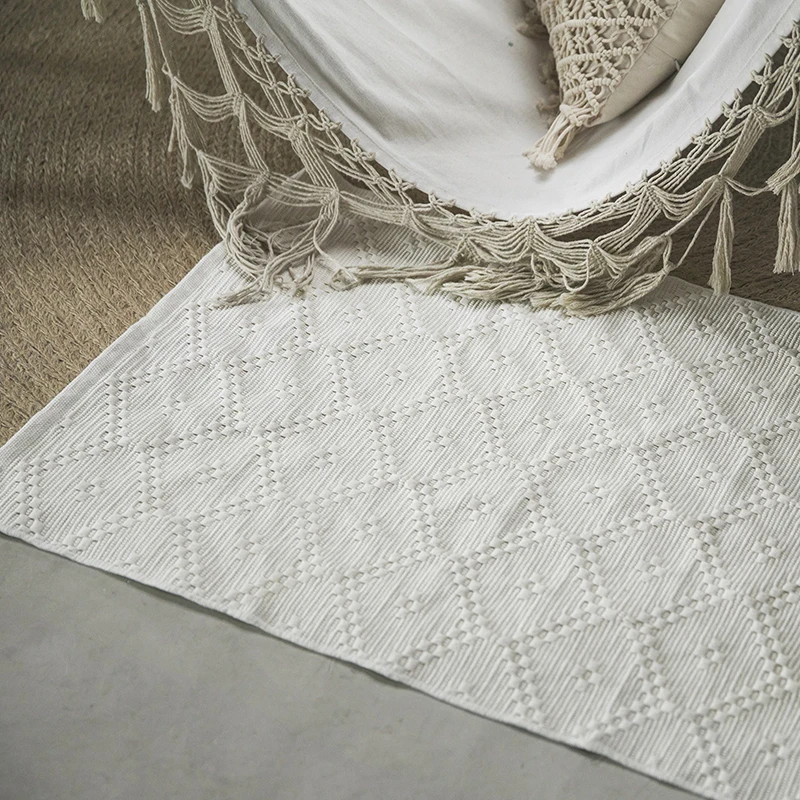 Ковёр ручной работы из Марокко, геометрический индийский ковёр в богемном стиле, прикроватный коврик для двери, коврик для ванной комнаты в клетку, в полоску, современный белый дизайн, скандинавский стиль