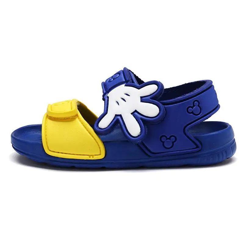 Новинка года; летняя детская обувь для мальчиков и девочек; пляжные сандалии с ремешками и пряжками; Разноцветные детские сандалии - Цвет: H39-Blue and yellow-