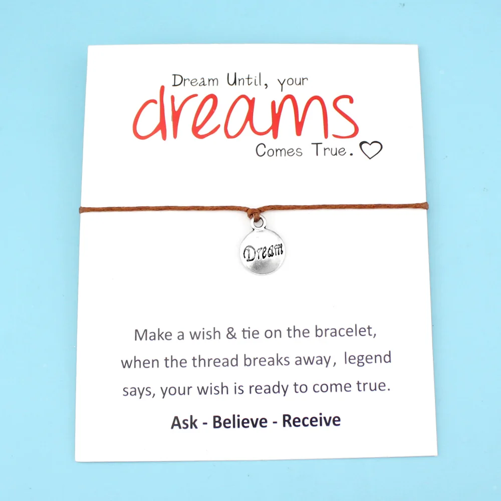 

Dream Stars Best Friends Heart Thank You Mom Mum Silver Charm Wish Card Bracelets Women Men Handmade Fashion Jewelry Gift