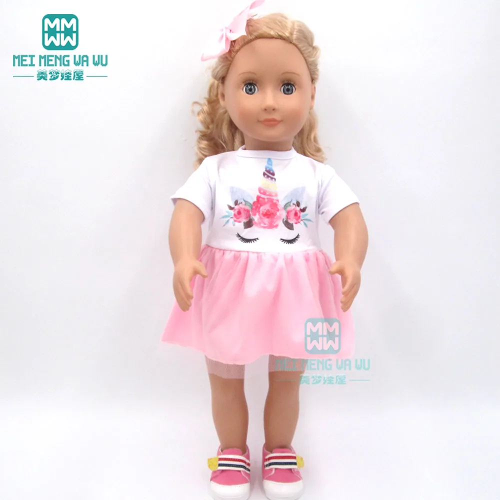 Doll clothes for 45cm American doll Casual Unicorn pattern dress