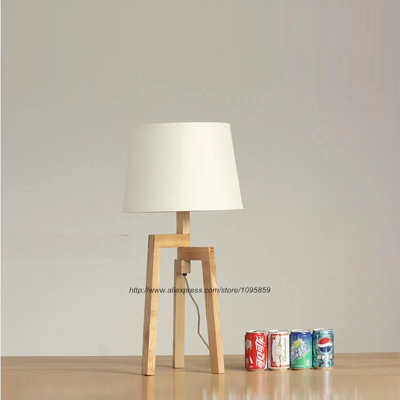 

Modern Tripod Adjustable Wooden Table Lamp Bedroom Living Room Wood Table Light Lighting