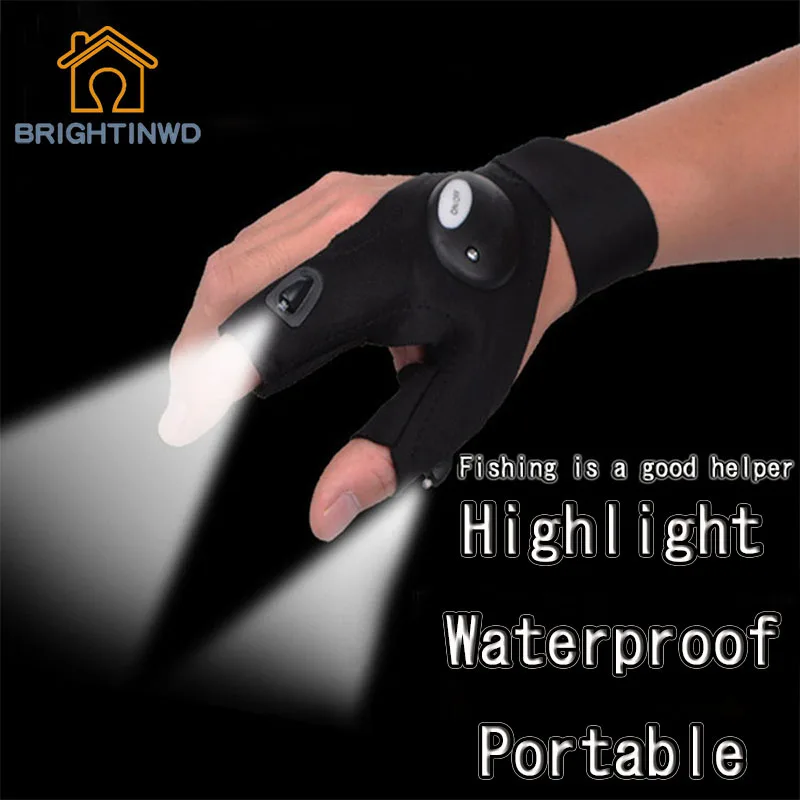 LED Light Fishing Gloves Camping Bicycle anti skid Gloves Lights