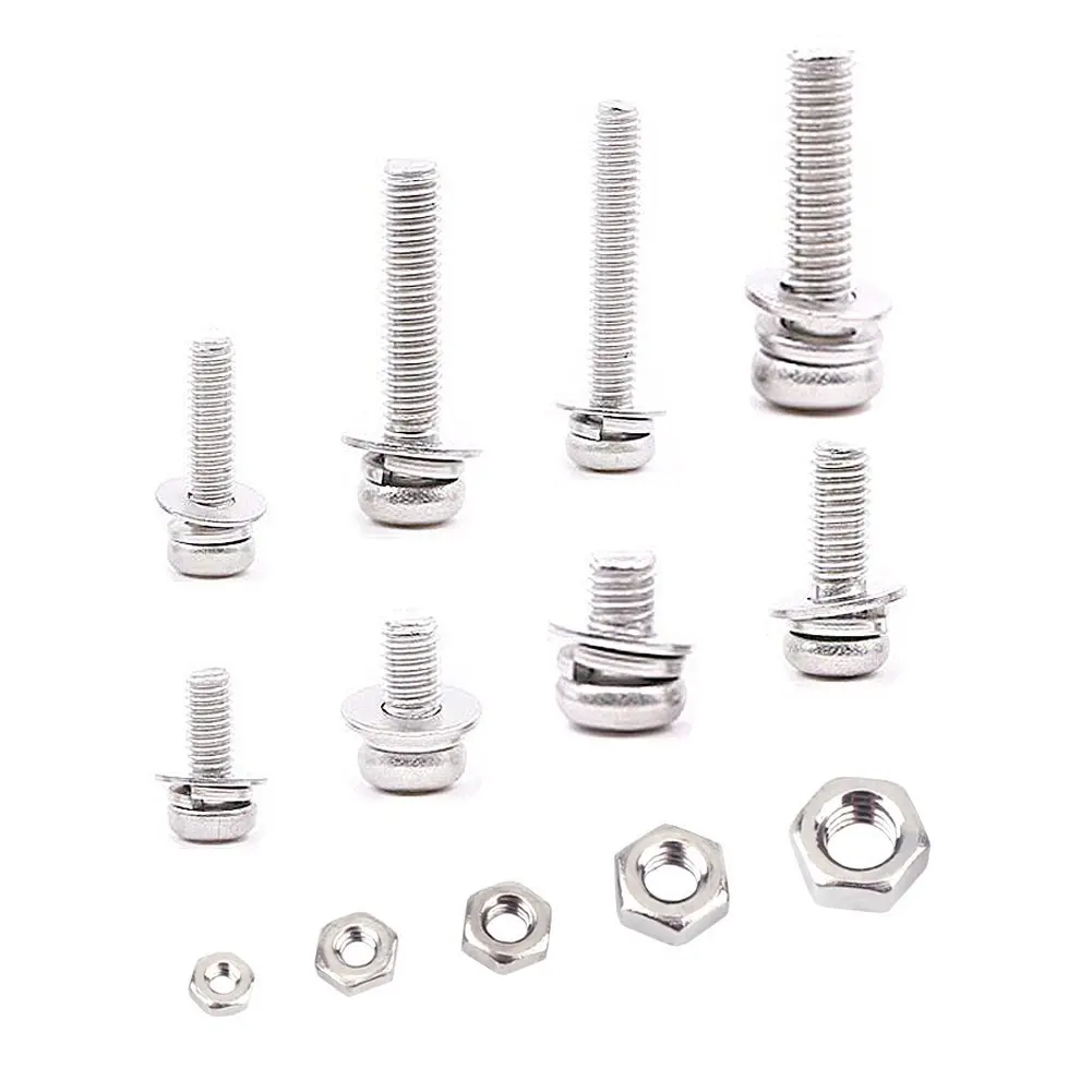 Akozon Screws Stainless Steel SS304 Pan Head Screws Nuts Assortment Kit M2 M2.5 M3 M4 M5 160pcs