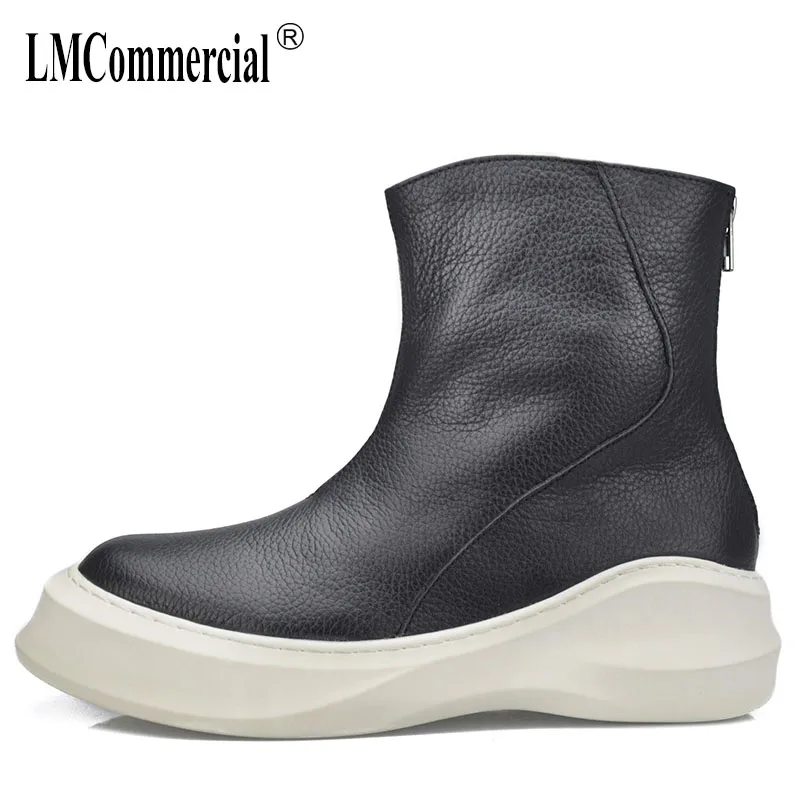 

Genuine Leather Martin boots mens velvet cowhide combat boots men autumn winter British retro steel toe shoes chelsea boots