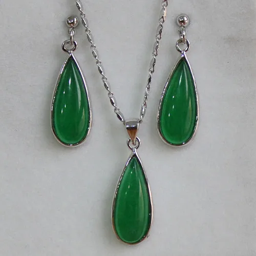 

Free Shipping ! fine jewelry Dark Green jade Pendant Earring Ring Jewelry Set