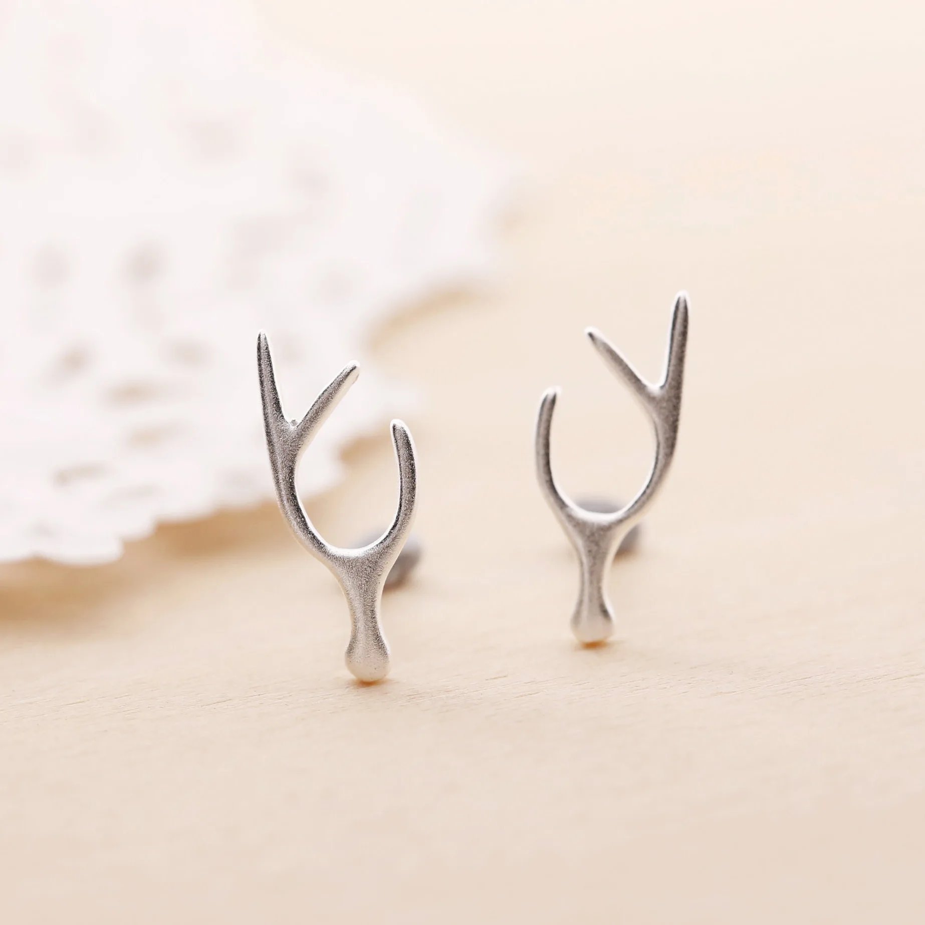 elk horns earring 100% 925 Sterling silver Jewelry fashion Hypoallergenic Stud earrings for women gift