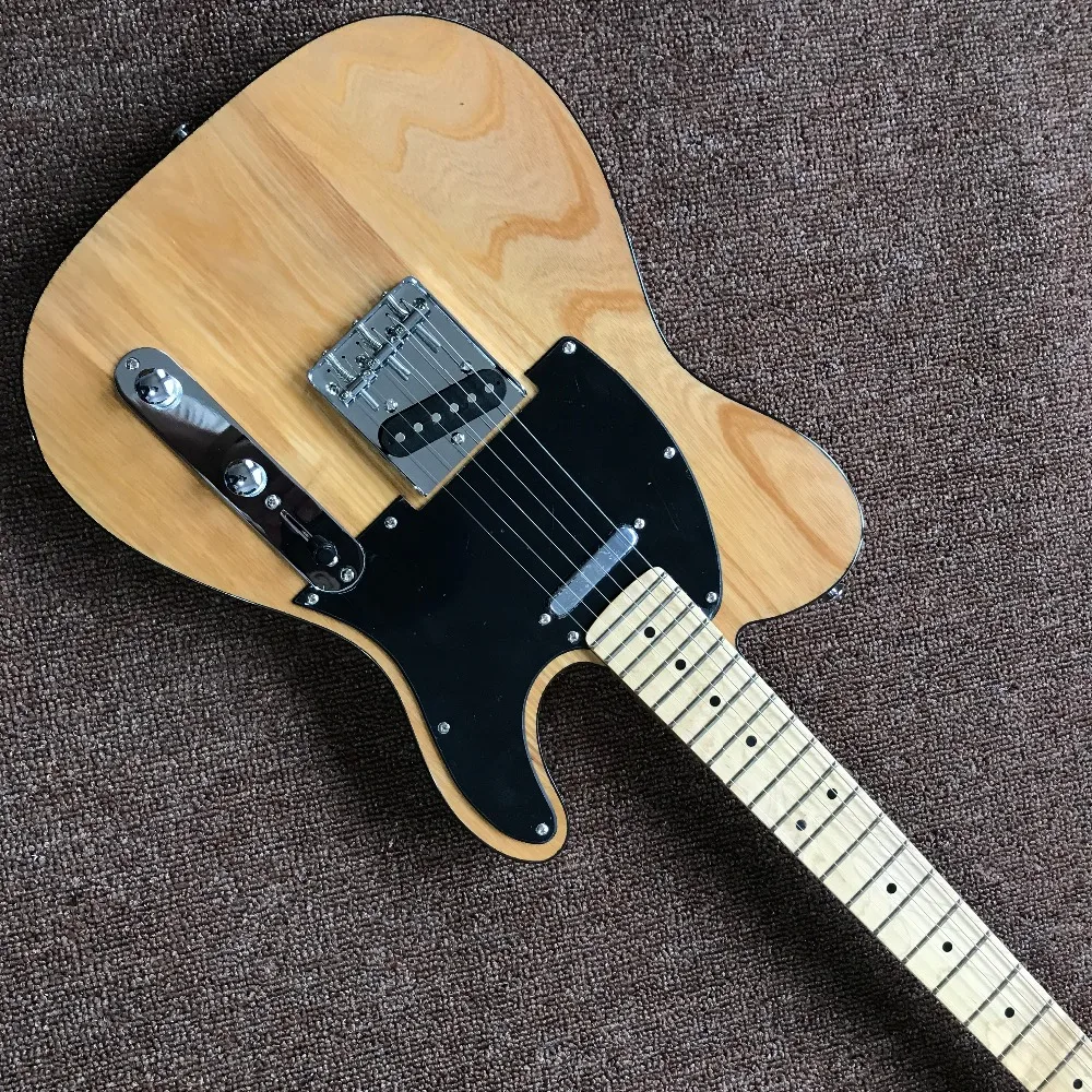 

Factory direct TELE telecaster Electric Guitar 6 Strings chrome hardware Guitar elm Natural wood color Electric Guitar