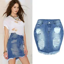 Женская Повседневная джинсовая юбка джинсы Высокая талия сексуальные рваные винтажные узкие короткая юбка карандаш Denimowa spódnica Falda de mujer Wd4