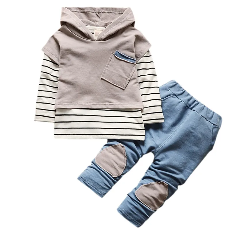 Комплект осенней одежды для малышей; топы в полоску с длинными рукавами+ джинсовые штаны; комплекты одежды для мальчиков; одежда для маленьких мальчиков и девочек