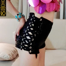 Высокое качество, новинка, женские модные шорты с высокой талией, Женские сексуальные шорты с блестками, популярный дизайн, хит, бар шорты