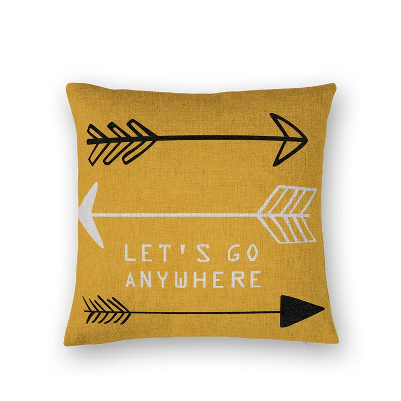 Let S Go Anywhere Cotton Linen Pillow Cover Decorative Throw