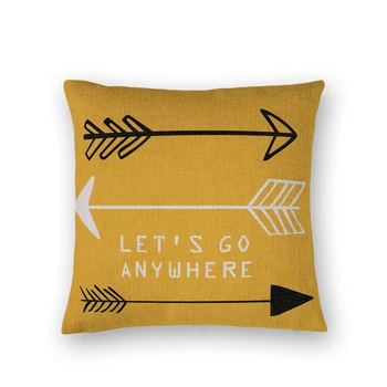 

LET'S GO ANYWHERE Cotton Linen Pillow Cover Decorative Throw Pillows Home Decor Almofadas Sofa Text Arrow Cushion Cover CONJIES