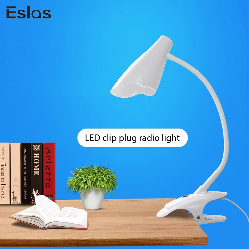 

Eslas USB LED Book Reading Light Desk Lamp 220V Eye Protection Clip Light Reading Dimmer 18650 Rechargeable Table Lamp