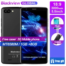 Hızlı kargo Blackview A20 Akıllı Telefonlar 18:9 5.5 inç Android Gitmek çift Kamera 1 GB 8 GB MT6580M 5MP 3G cep telefonu