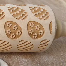 Пасхальное яйцо печать деревянная Скалка 3D рельефная скалка для выпечки дома Kicthen LKS99