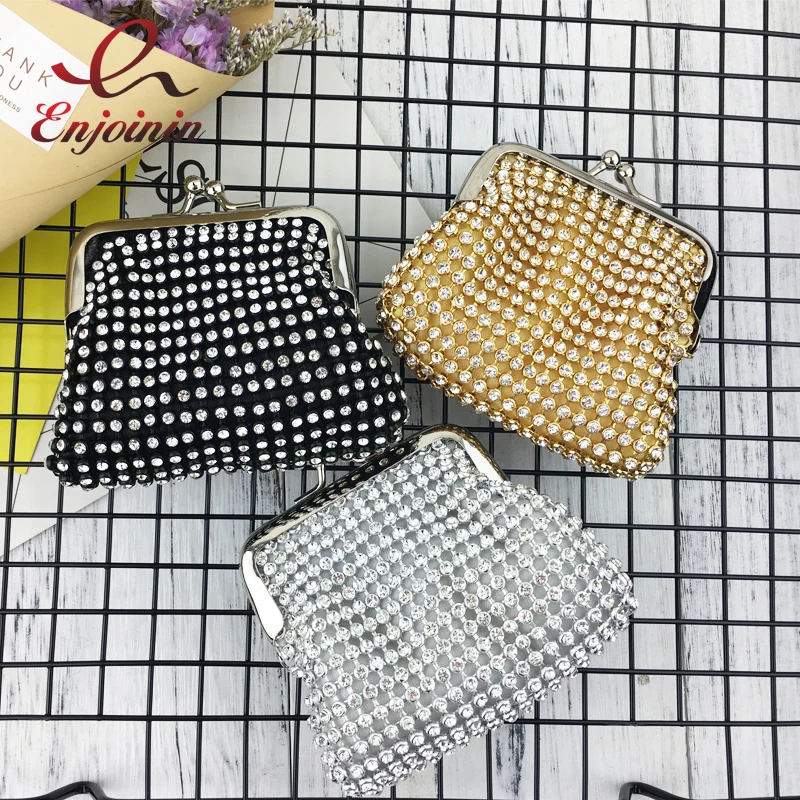 

2017 mini cute fashion blingbling diamonds satin casual ladies square purse coin wallet 3 colors