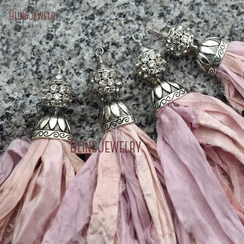 20171213-PM8965- Plastal Pink Sari Silk Tassel Pendant Antique Silver_4