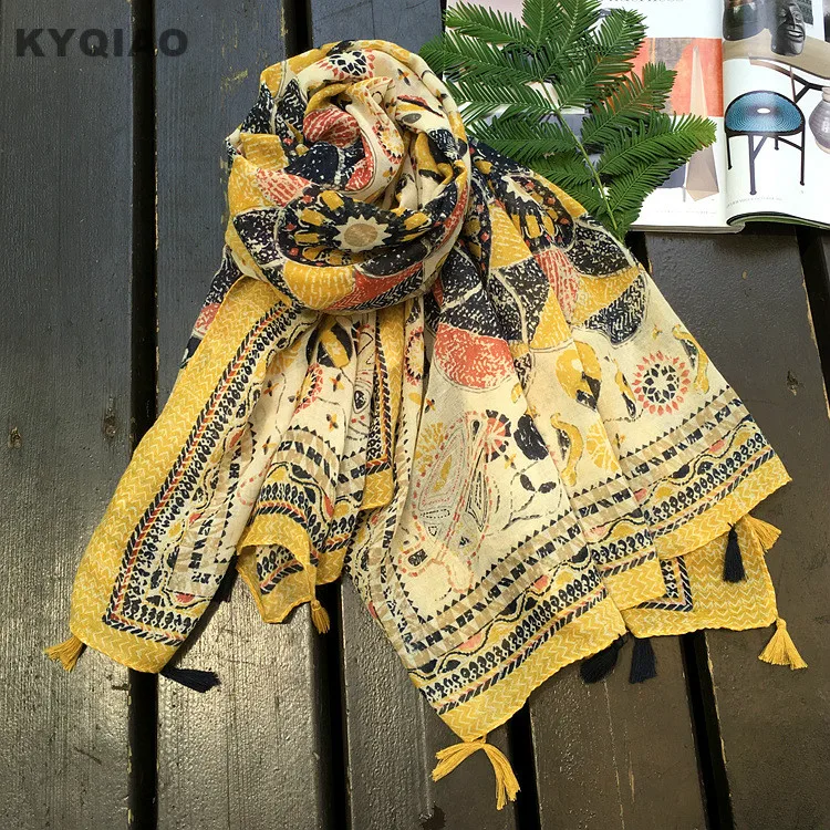 yellow print scarf