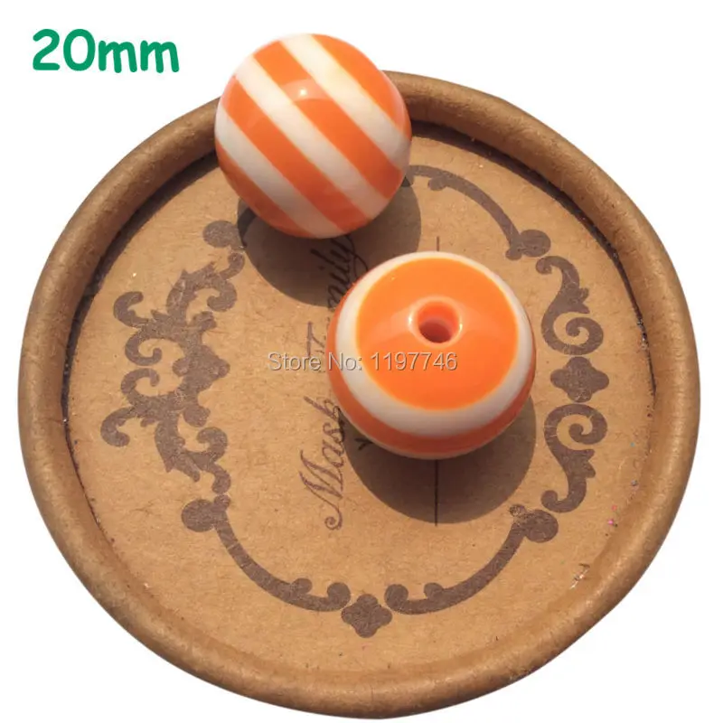 Beautiful Orange Chunky Stripe Resin Beads Round Acrylic Gumball For DIY Bracelet Necklace Jewelry Making 20mm 200pcs | Украшения и