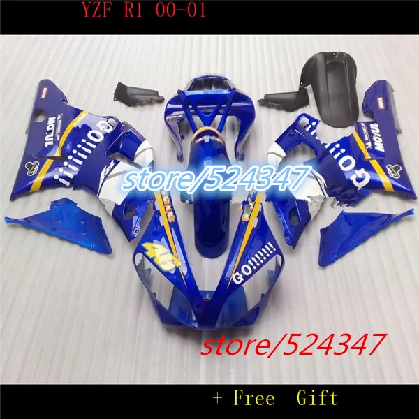 Nn--GO! Синие комплекты обтекателей для 2000 2001 YZF R1 YZF-R1 2000-2001 YZF1000 YZFR1 00 01 для Yamaha