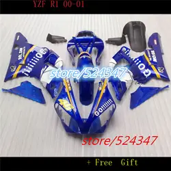 Nn-Оптовая продажа-GO! Синие комплекты обтекателей для 2000 2001 YZF R1 YZF-R1 2000-2001 YZF1000 YZFR1 00 01 для Yamaha