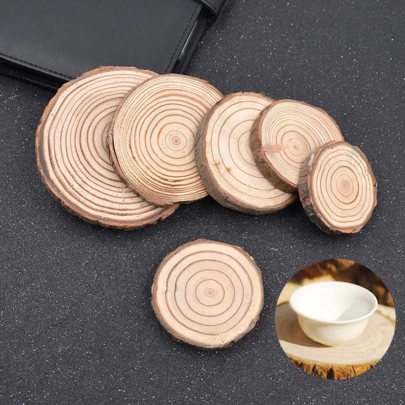 Natural Wooden Slice Cup Mat Coaster Tea Coffee Mug Drinks Round Holder Random