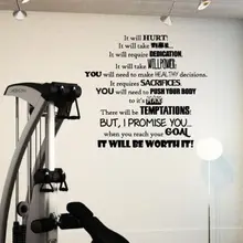Fitness PVC Wall Decal Fitness Goals Motivation Gym It will Hurt worth it Lettering Wall Sticker Health Clud Bedroom Home Decor
