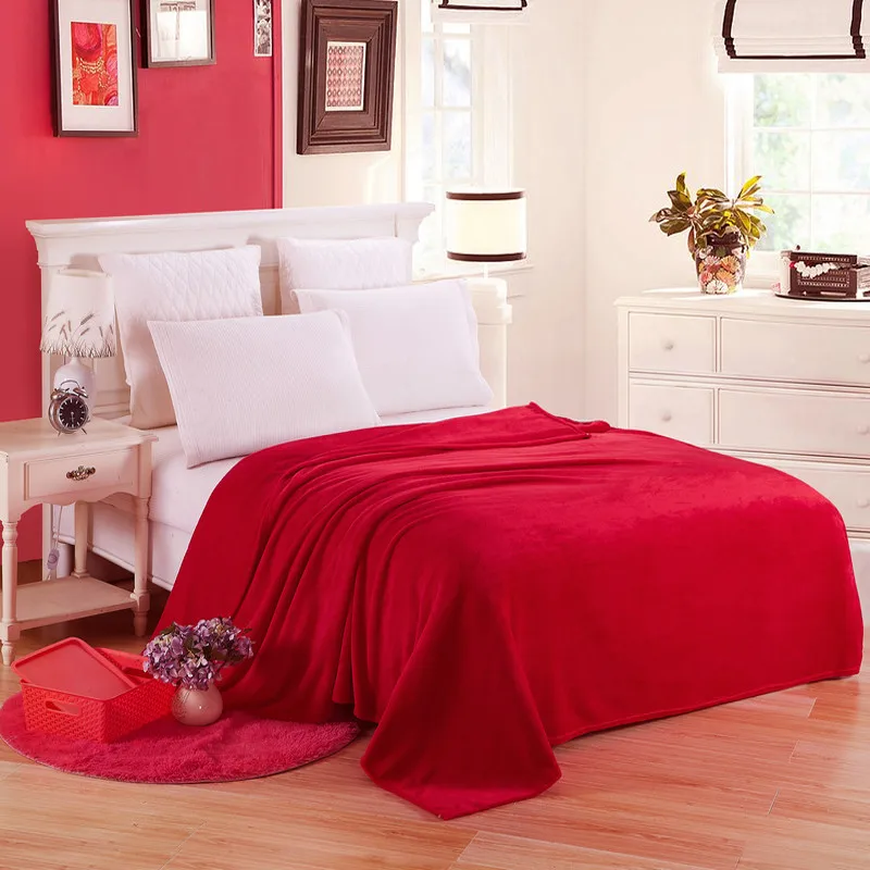 

Solid Fleece Blankets Super Soft Throws Flannel Blanket for Bed Car Office Sofa Autumn Winter Blanket Valentine's Day Gift
