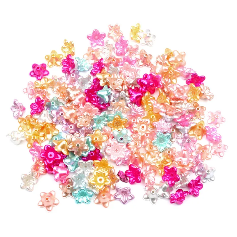 

200pcs Mixed Petunia Pearl Beads Decoration Crafts Flatback Cabochon Embellishments For Scrapbooking Beads Diy Accessories