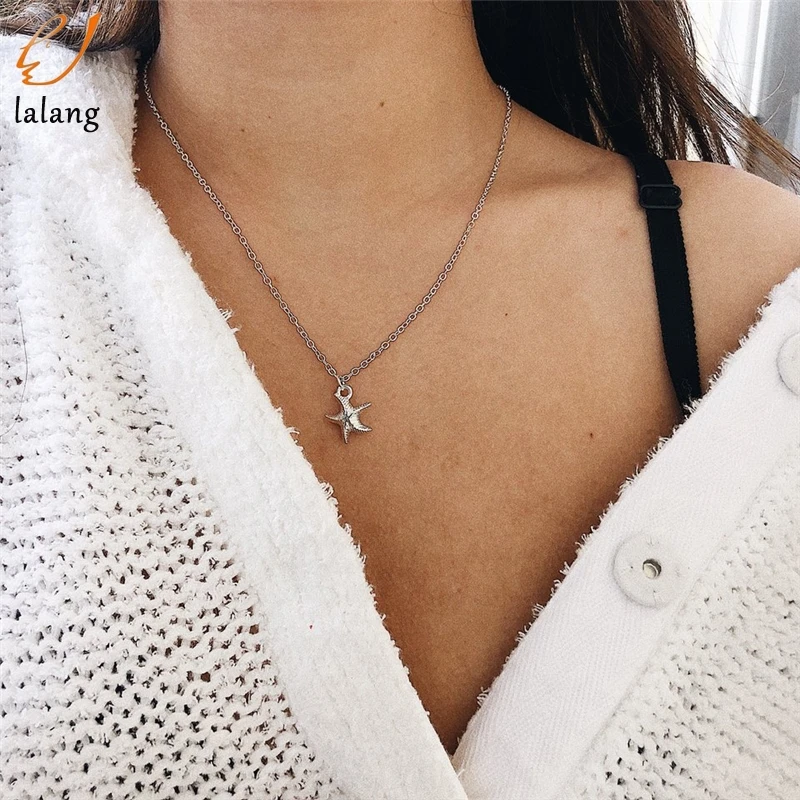 Сплав Starfish Цепочки и ожерелья Для женщин короткие ключицы Мода Jewery кулон ретро