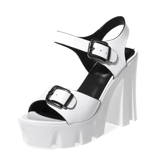 3 Colors Women's High heels comfortable Platform shoes Microfiber summer Rome Buckle Strap