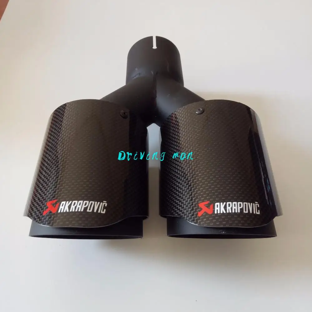 

Y model Glossy carbon black inlet 63mm-outlet 101mm universal parts for Bnez For Bmw For Vw Carbon fiber tips any cars