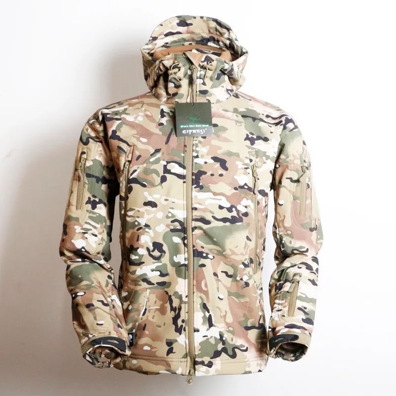 Externo de Pele de Tubarão Esporte com Capuz para Caça Jaqueta Militar Camuflagem Masculina Impermeável Tactical Revestimento Macio Uso Tad 9 tubarão camuflagem TAD masculina impermeável tactical revestimento
