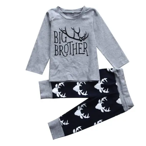 Семейный одинаковый костюм для новорожденных, комбинезон для маленького брата, большая футболка+ длинные штаны, комплект одежды из 2 предметов