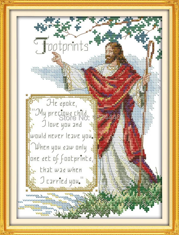 Иисус христианский талисман цветы следа Декор Счетный принт на холсте DMC 11CT 14CT Набор для вышивки крестиком наборы для рукоделия