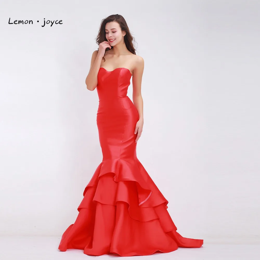 

Lemon joyce Red Evening Dresses 2019 for Women Elegant with Sweetheart Simple Mermaid Party Gowns Plus Size Reflective Dress